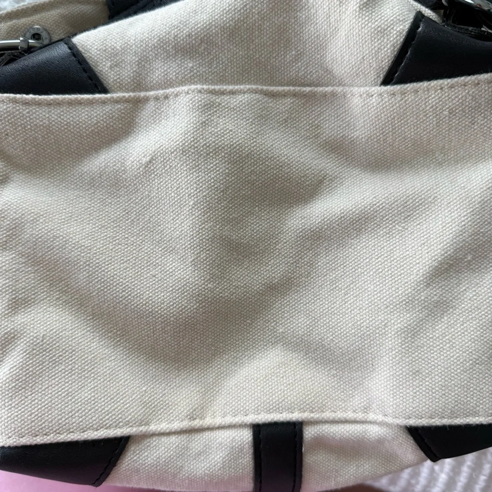 Deux Lux Canvas & Vegan Leather Backpack – Cream & Black - Picture 12 of 13